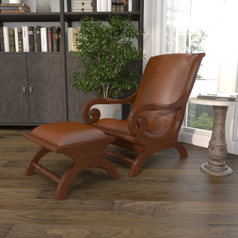 High back leather chair with ottoman discount